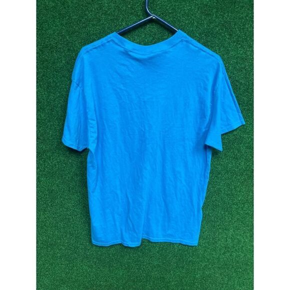 90s Carolina Panthers NFL Majestic TAG Size Large Blue T-Shirt HUGE logo Unisex - Picture 6 of 7